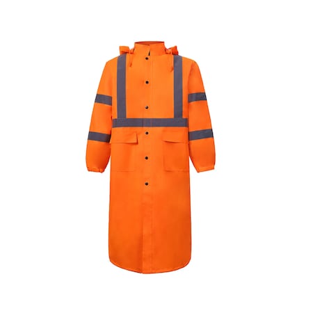 High Viz Rain Coat, 5X-Large, Orange, Class 3